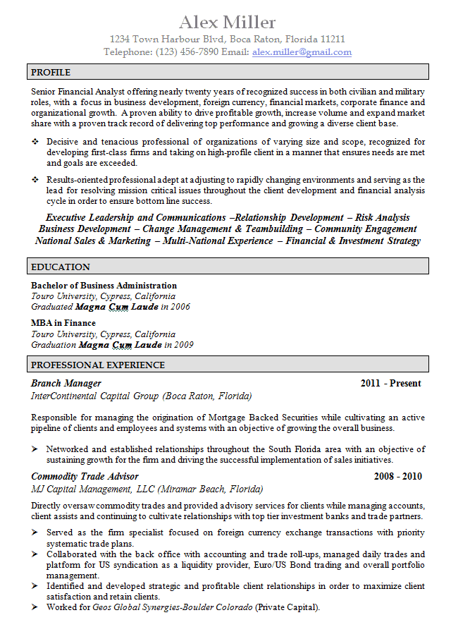 Federal government job resume