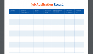 record of job applications