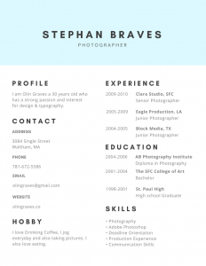 photographer resume sample 