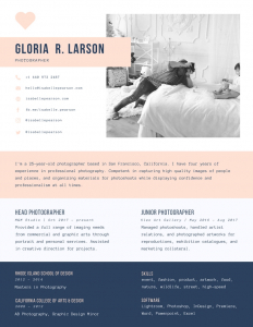 photographer resume template