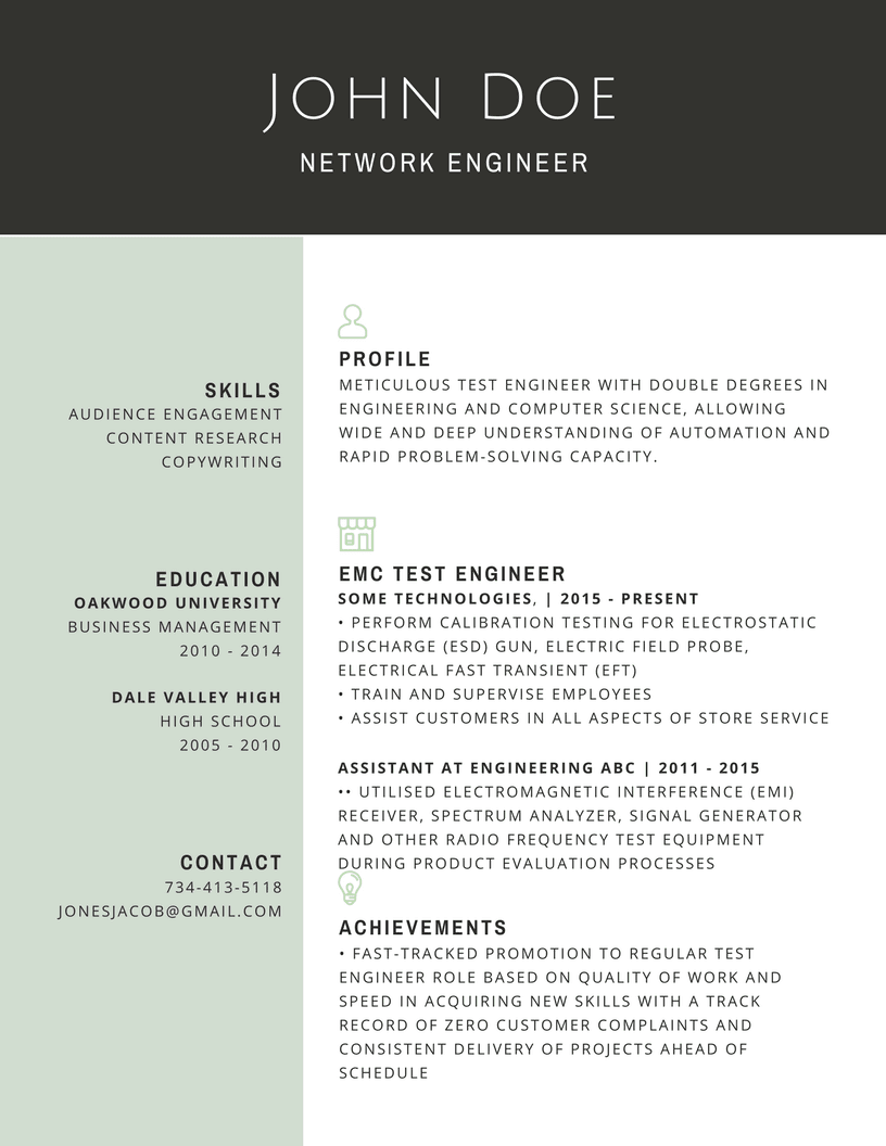 network engineer resume template