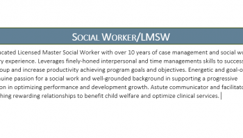 social work resume profile