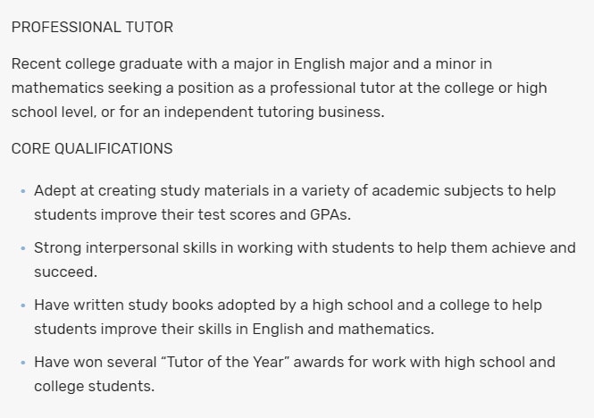 tutor resume example