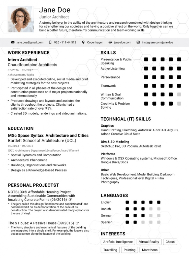 monochromatic resume
