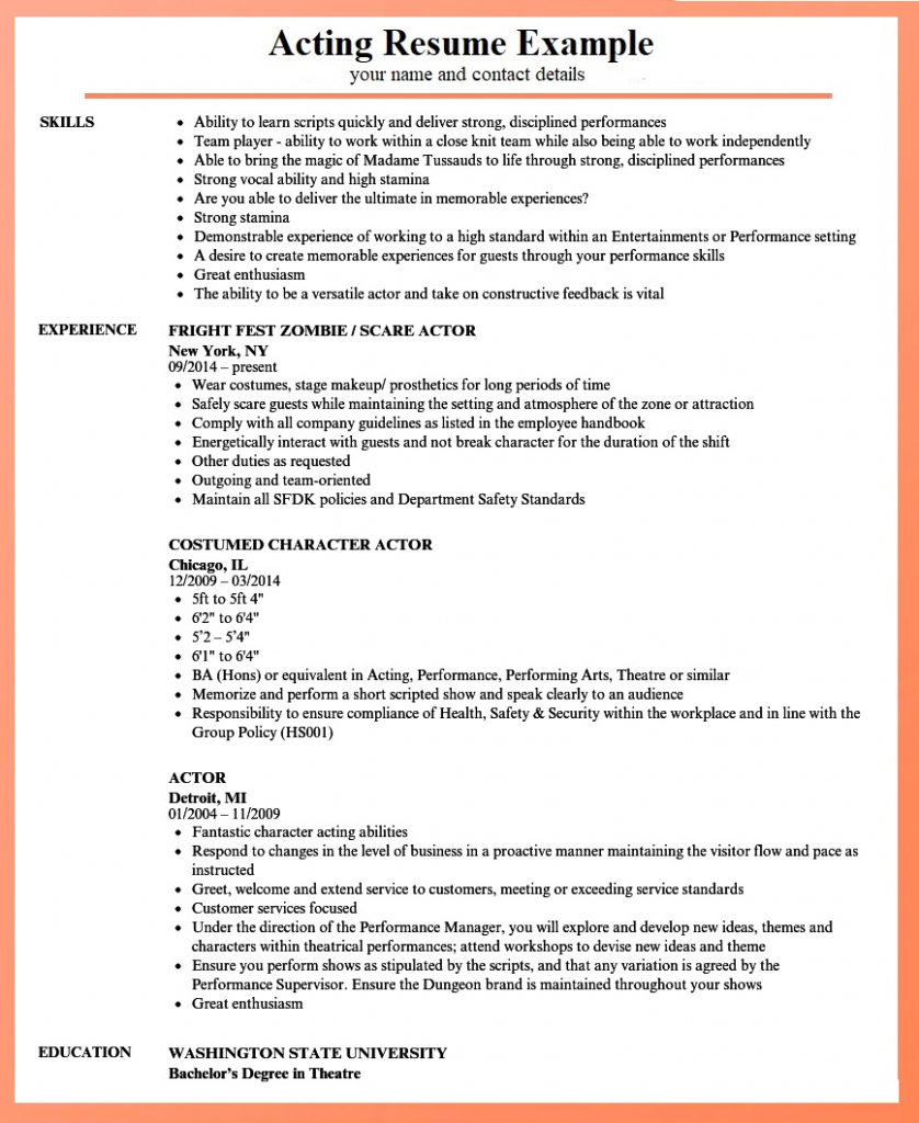 acting resume template