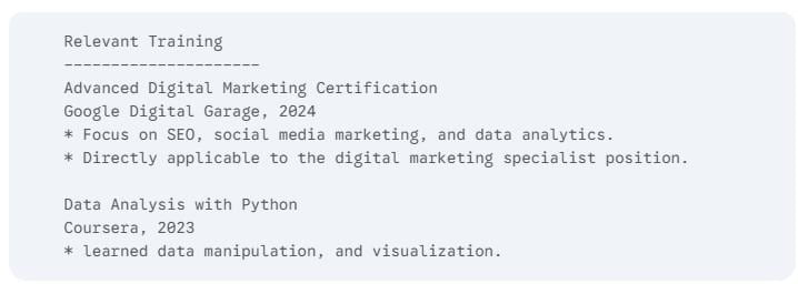 List Executive Education on Resume Relevant Training