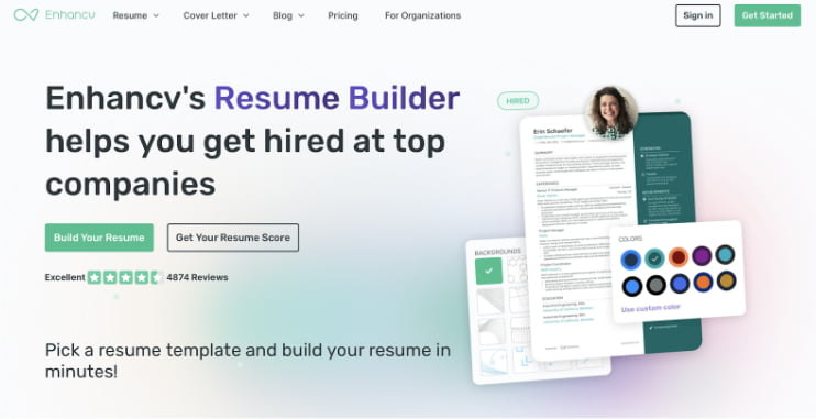 EnhanCV Top Resume Builder for Veterans