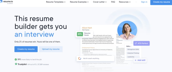 Resume.io Military Transition Resume Builder