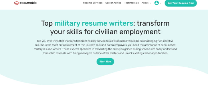 Resumeble Military Career Services for Veterans